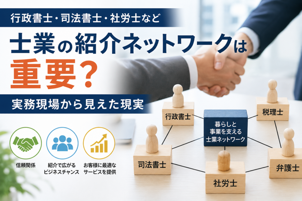 行政書士・司法書士・社労士など士業の紹介ネットワークは重要？実務現場から見えた現実