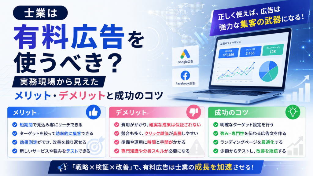 士業は有料広告を使うべき？実務現場から見えたメリット・デメリットと成功のコツ