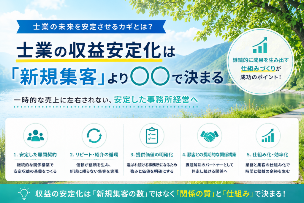 士業の収益安定化は「新規集客」より◯◯で決まる